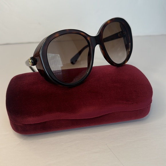 💯 - New Authentic - GUCCI Brown Gradient Oval Sunglasses GG0368S 002 55 - Picture 2 of 16